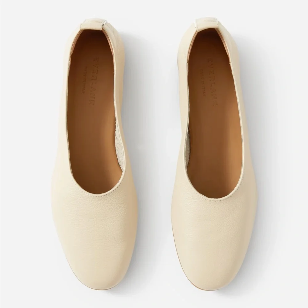 EVERLANE The Italian Leather Day Glove in Cream Flats Slip On Size 7.5 NEW